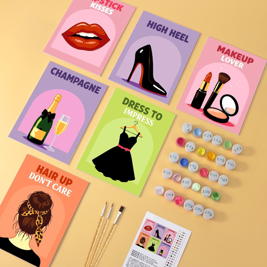 6 Houten Plaat Mini Paintings – Glamour Essentials Set