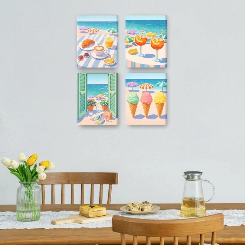 4 Mini Paintings | Strand & Zomer Set