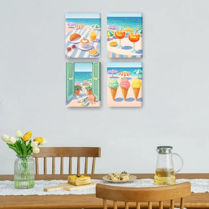 4 Mini Paintings | Strand & Zomer Set