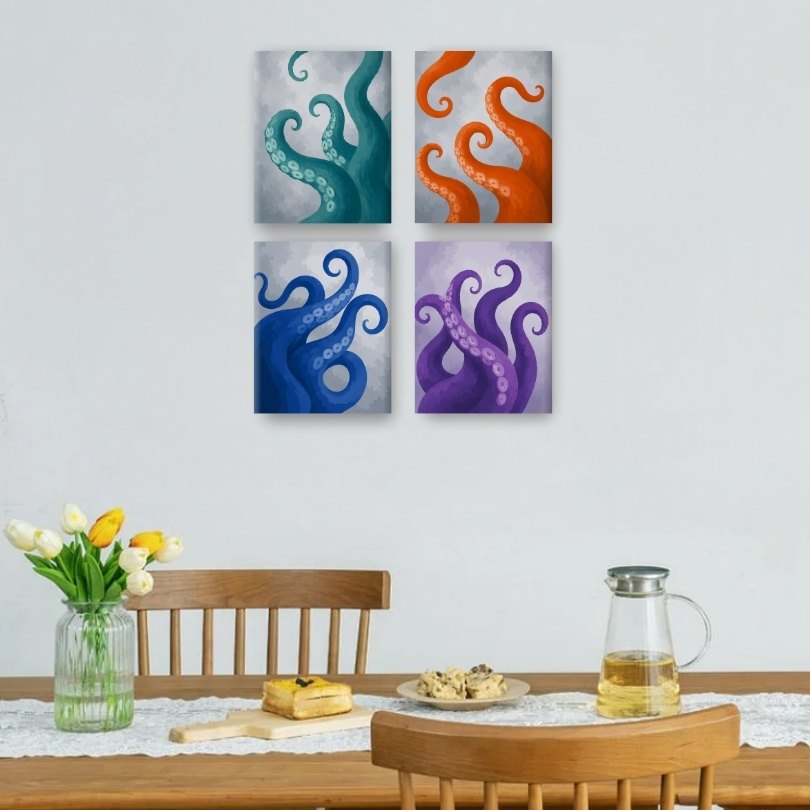 4 Mini Paintings | Tentakels Set