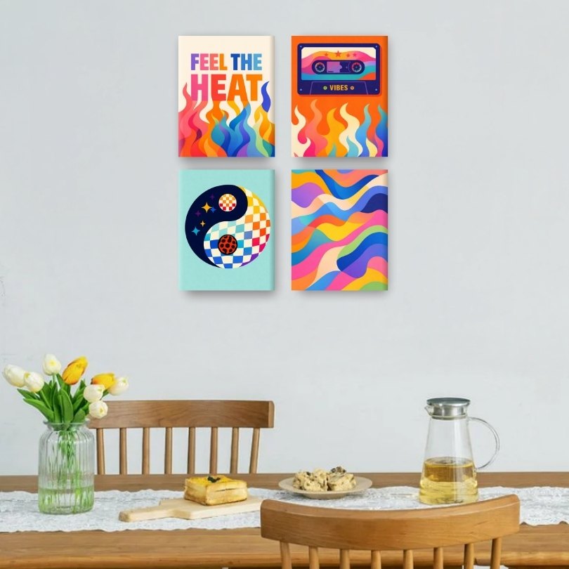 4 Mini Paintings | Retro Vibes Set