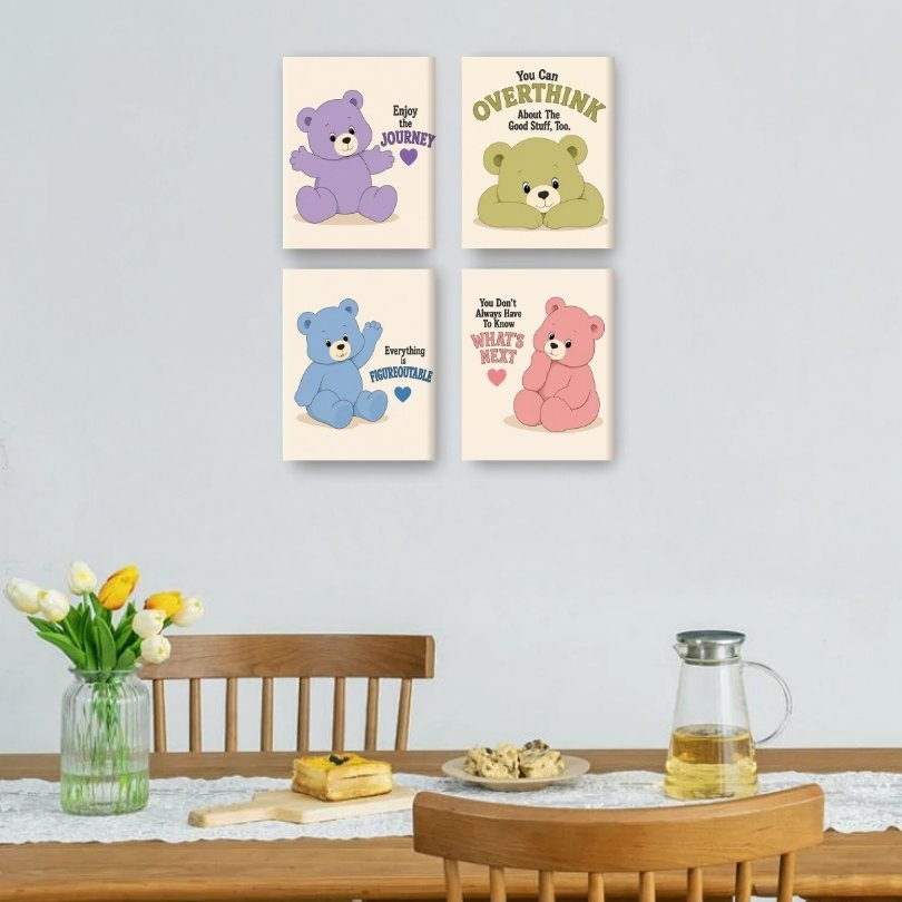 4 Mini Paintings | Zorgzame Beren Set