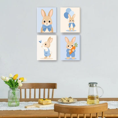 4 Mini Paintings | Schattige Konijntjes Set