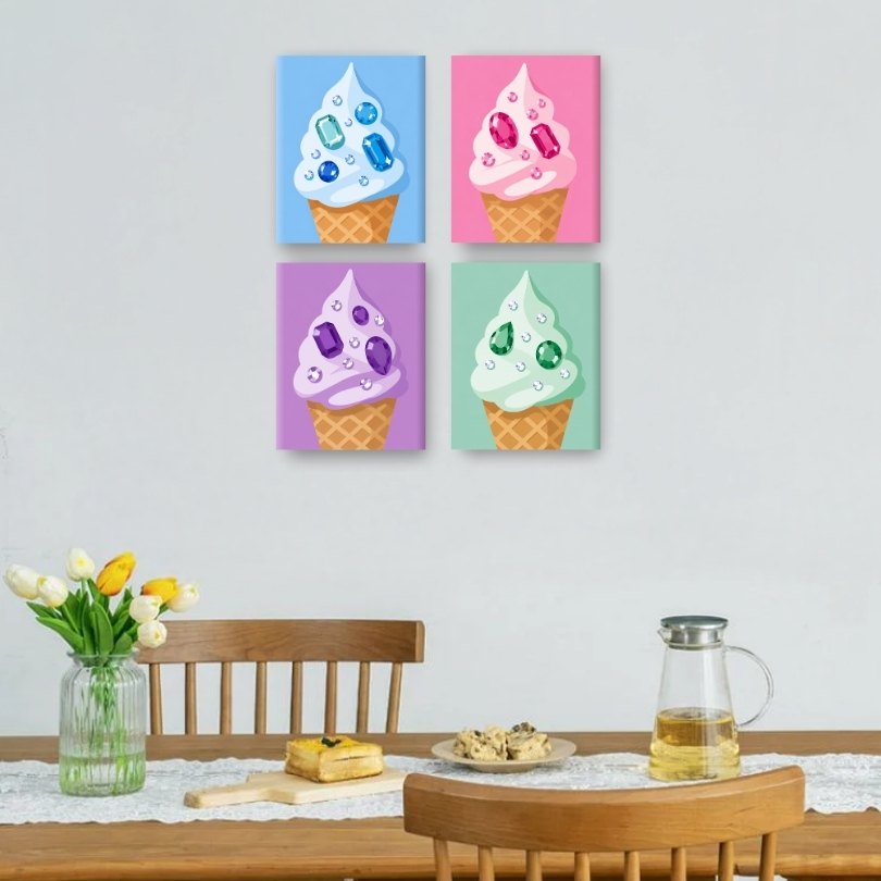 4 Mini Paintings | Juwelen Ijsjes Set