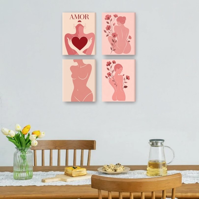 4 Mini Paintings | Vrouwelijke Vorm Set