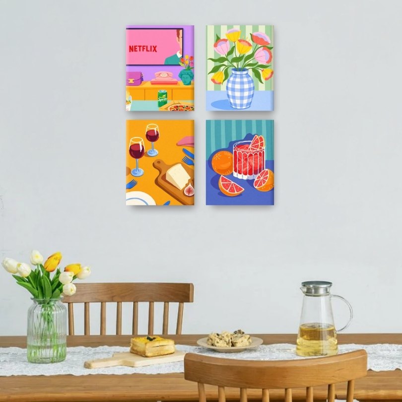 4 Mini Paintings | Gezellige Momenten Set