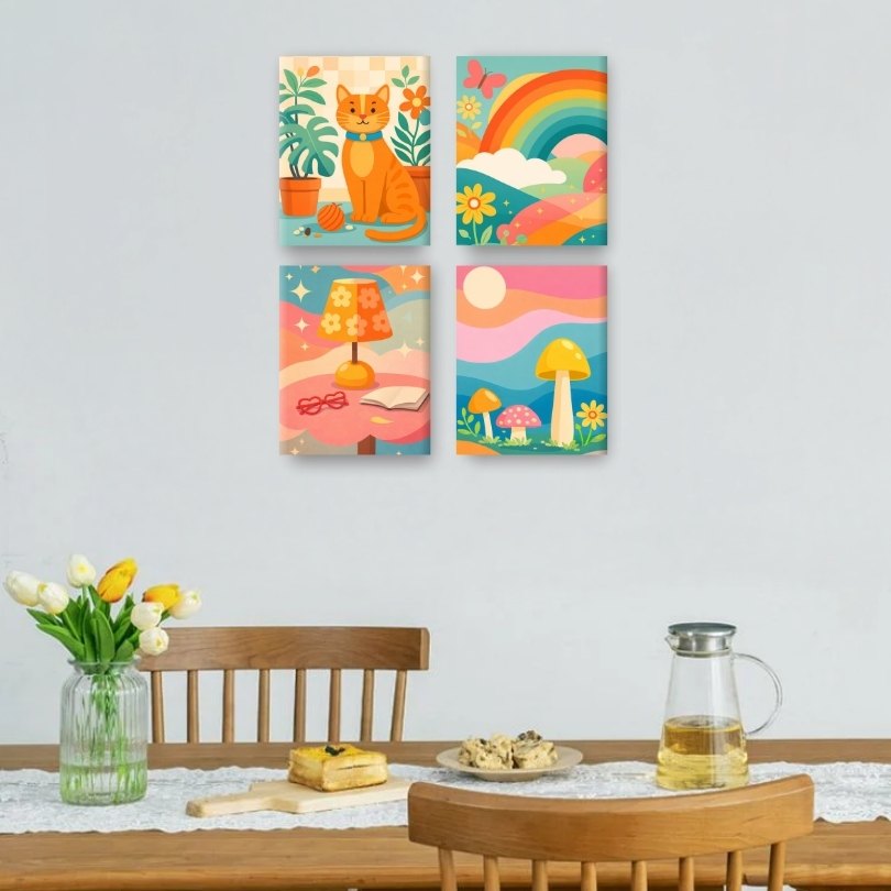 4 Mini Paintings | Regenboog Dromen Set
