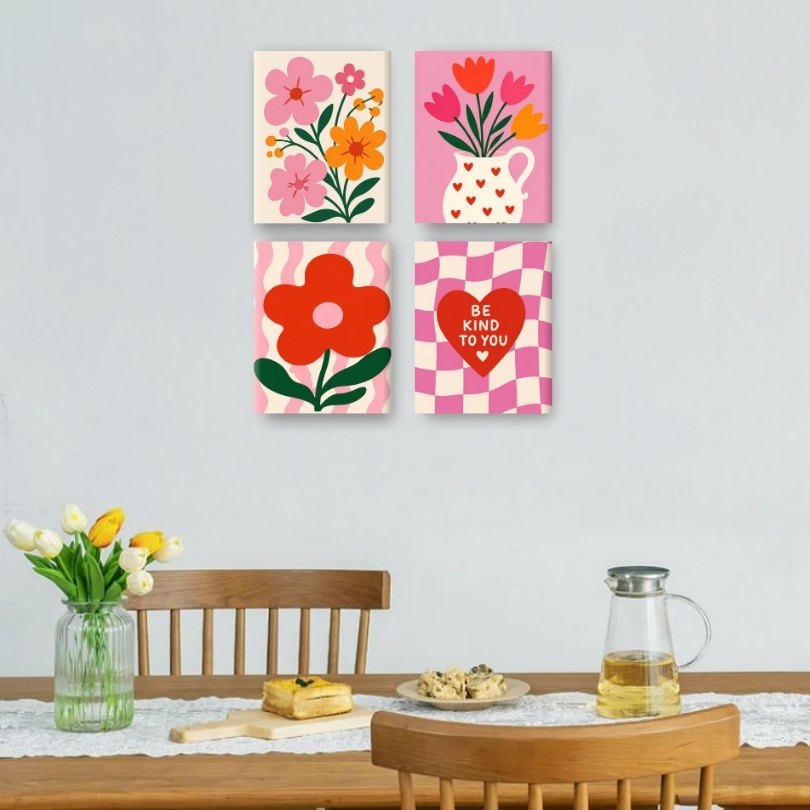 4 Mini Paintings | Liefde & Bloei Set