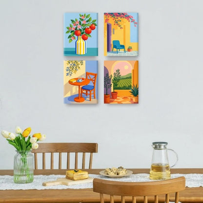 4 Mini Paintings | Zonnig Terras Set