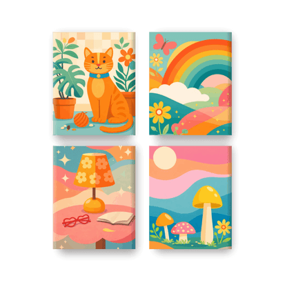 4 Mini Paintings | Regenboog Dromen Set- Schilderen op nummers