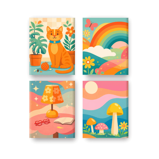 4 Mini Paintings | Regenboog Dromen Set- Schilderen op nummers