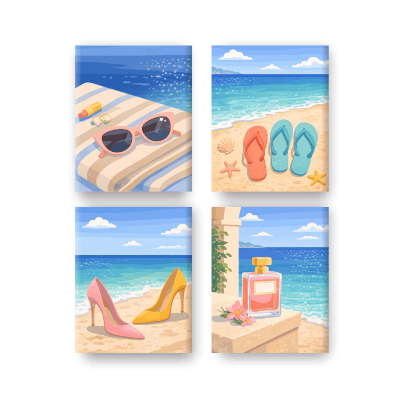 4 Mini Paintings | Zomer Set- Schilderen op nummers
