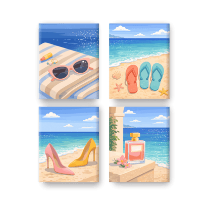 4 Mini Paintings | Zomer Set- Schilderen op nummers