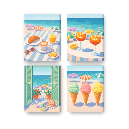 4 Mini Paintings | Strand & Zomer Set- Schilderen op nummers
