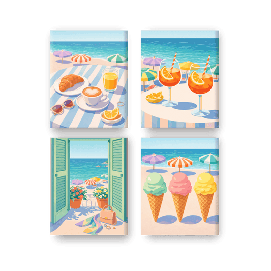 4 Mini Paintings | Strand & Zomer Set- Schilderen op nummers