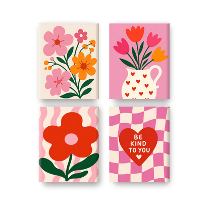 4 Mini Paintings | Liefde & Bloei Set