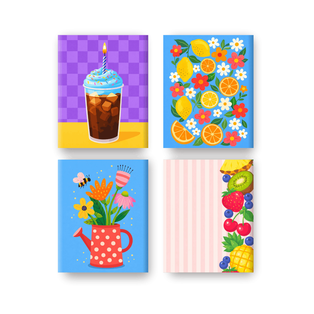 4 Mini Paintings | Fris & Fruitig Set