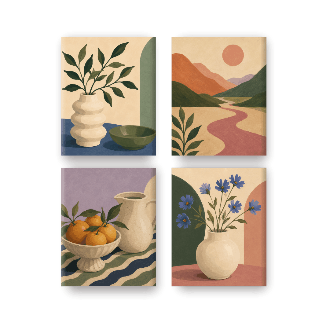 4 Mini Paintings | Herfst Tafel Set