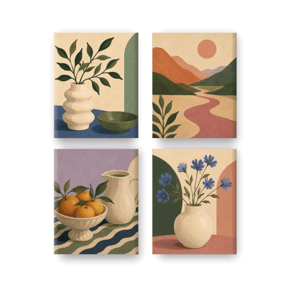 4 Mini Paintings | Herfst Tafel Set