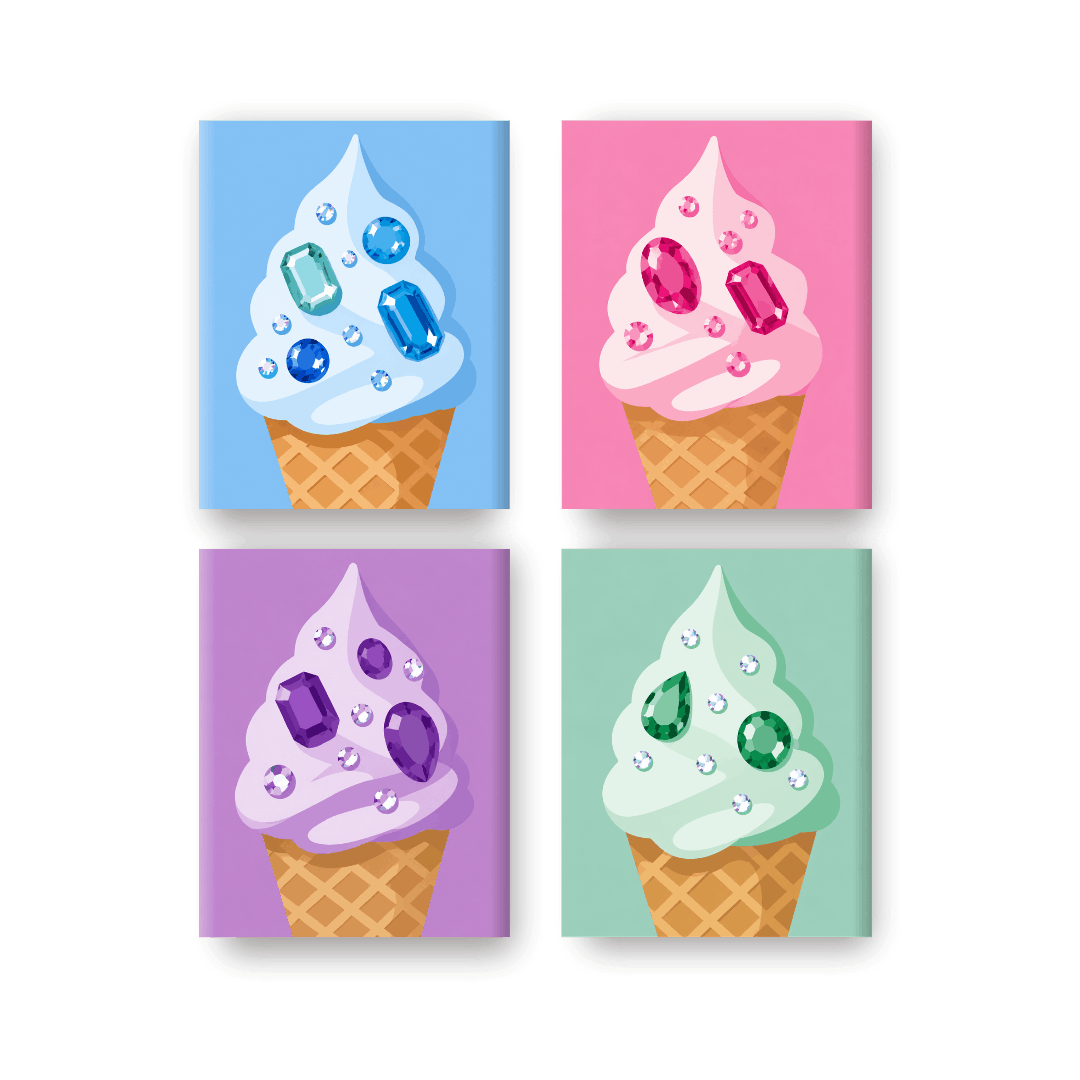 4 Mini Paintings | Juwelen Ijsjes Set