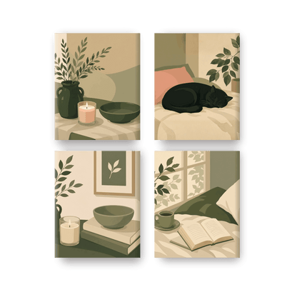 4 Mini Paintings | Stille Tijd Set - Schilder Op Nummers