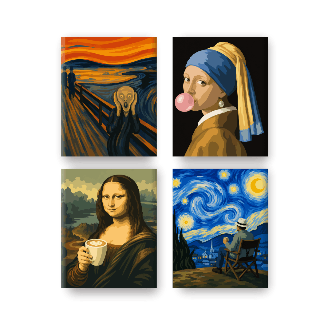 4 Mini Paintings | Pop Art Kunstwerken Set