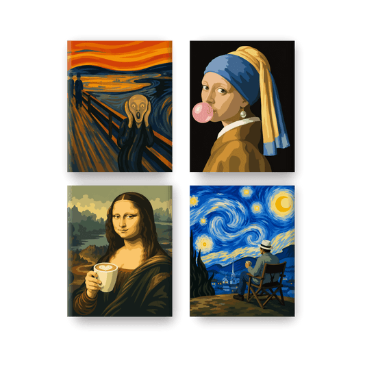 4 Mini Paintings | Pop Art Kunstwerken Set