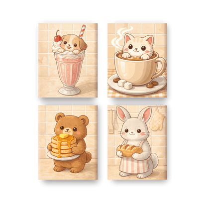 4 Mini Paintings | Schattige Dieren Set- Schilderen op nummers