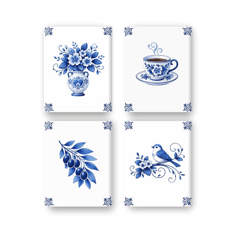 4 Mini Paintings | Delfts Blauw Set- Schilderen op nummers