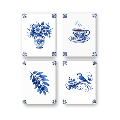 4 Mini Paintings | Delfts Blauw Set- Schilderen op nummers