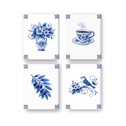4 Mini Paintings | Delfts Blauw Set