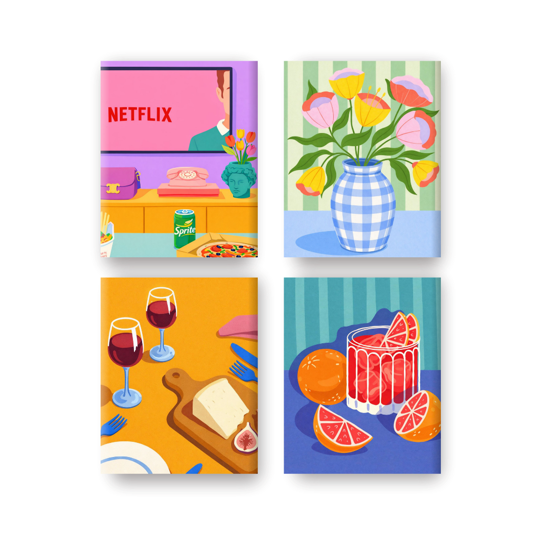 4 Mini Paintings | Gezellige Momenten Set- Schilderen op nummers