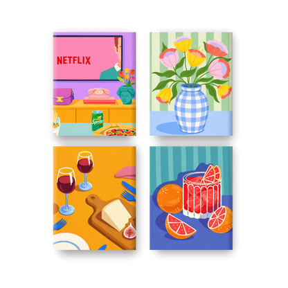 4 Mini Paintings | Gezellige Momenten Set- Schilderen op nummers