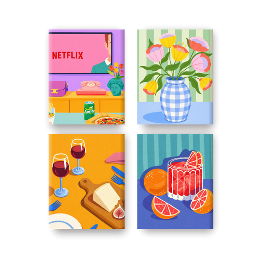 4 Mini Paintings | Gezellige Momenten Set- Schilderen op nummers