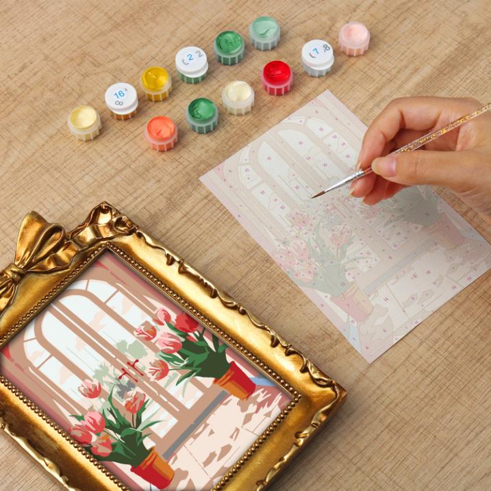 Mini Painting met Fotolijst – Tulpen bij de Deur