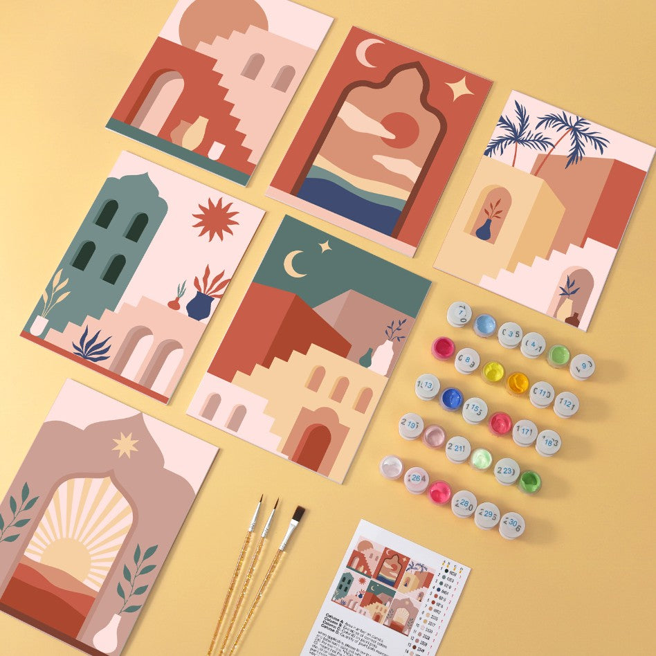 6 Houten Plaat Mini Paintings – Woestijndeuren Set