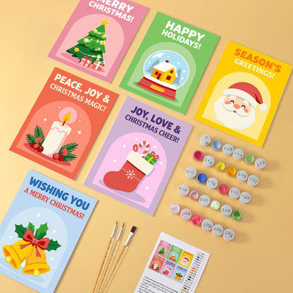 6 Houten Plaat Mini Paintings – Kerstwensen Set