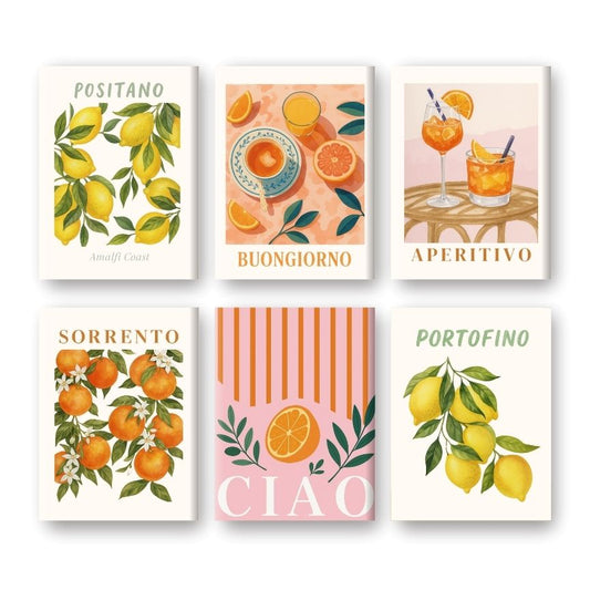 Schilder Op Nummers - 6 Mini Paintings | Italiaanse fruit & drankjes set