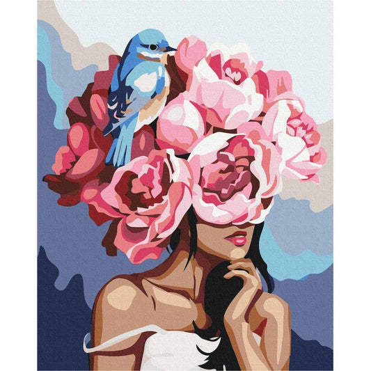 Schilder Op Nummers - Girl Flowerhead