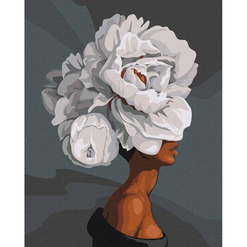 Schilder Op Nummers - Vrouw met Bloemenhaar