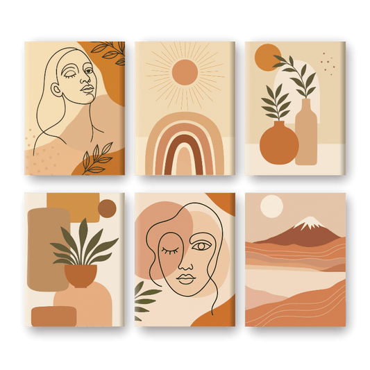 Schilder Op Nummers - 6 Mini Paintings | Boho set