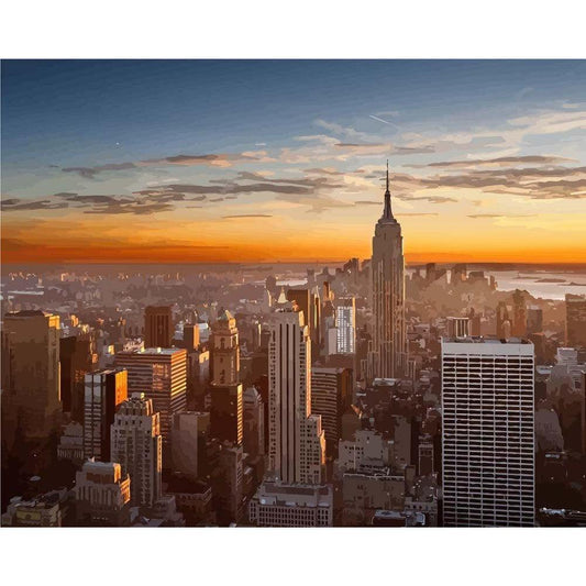 Schilder Op Nummers - Zonsondergang in New York