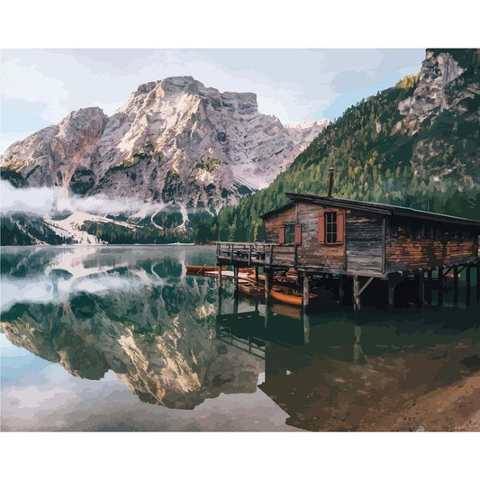 Schilder Op Nummers - Pragser Wildsee in de Dolomieten