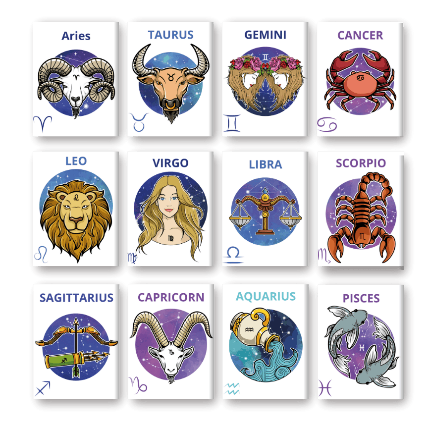 Schilder Op Nummers - 12 Mini Paintings | Sterrenbeelden set