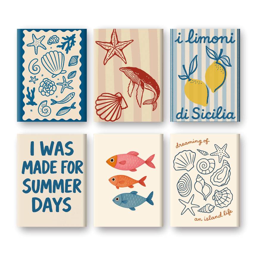 Schilder Op Nummers   6 Mini Paintings | Beachlife set