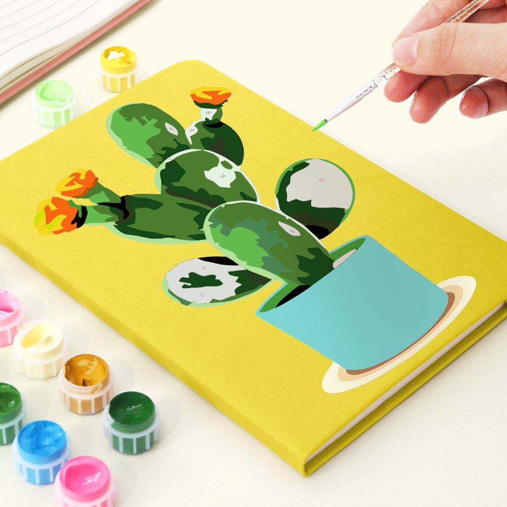 Schilder op Nummer Notitieboek - Cactus | 2 Kleuren