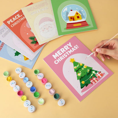 6 Houten Plaat Mini Paintings – Kerstwensen Set