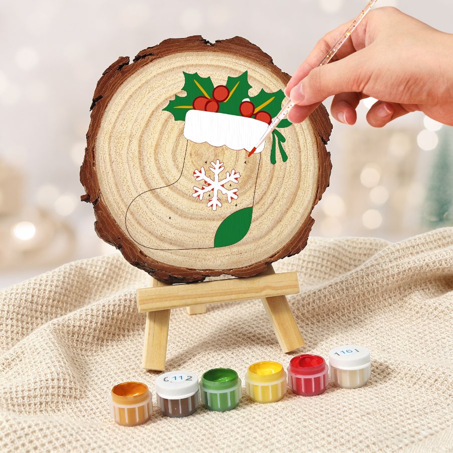 Schilder op Nummer Boomschijf - Kerstkous