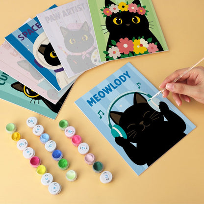 6 Houten Plaat Mini Paintings – Kat van Alle Markten Set