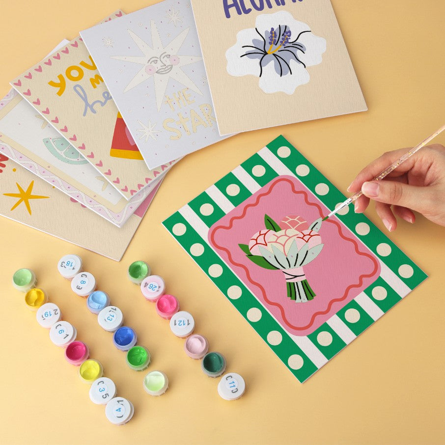 6 Houten Plaat Mini Paintings – Proosten en Wensen Set